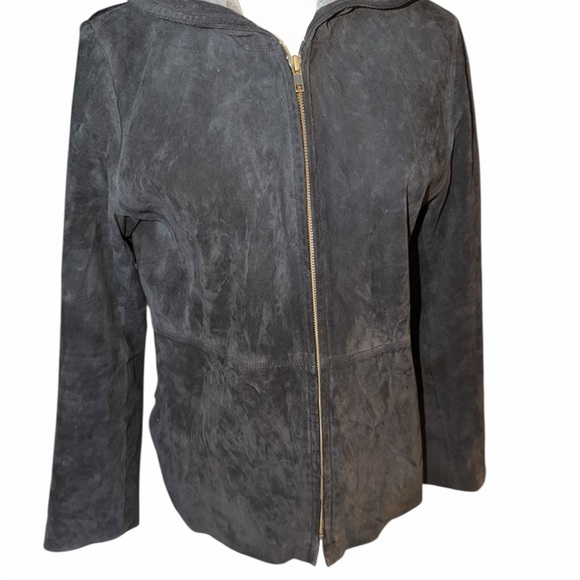 Junction West Black Leather Women's Suede Jacket W/Hoodie Sz Small - Picture 2 of 14